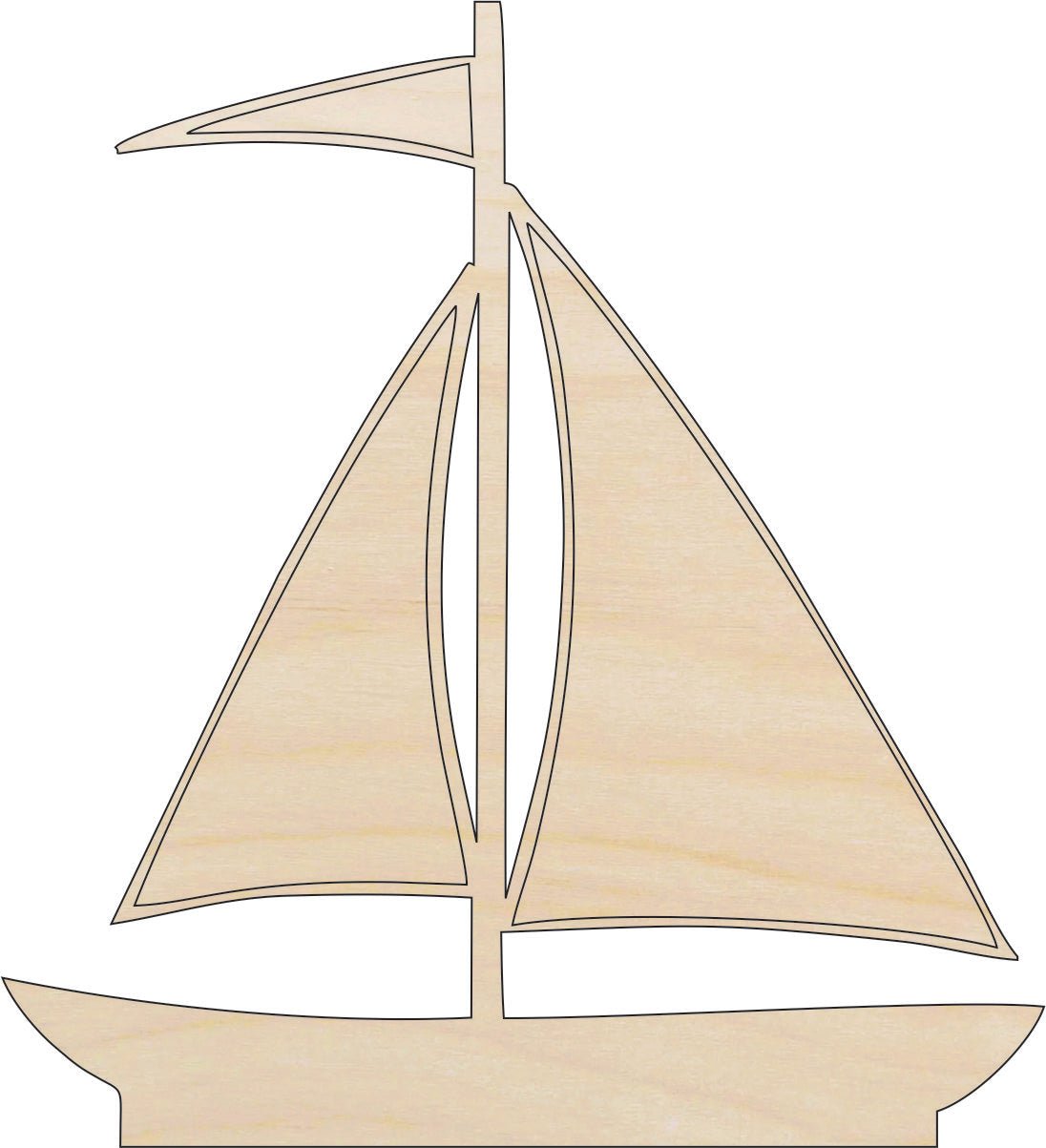 Sailboat Wood Craft Shape - Laser Cut Baltic Birch Unfinished DIY Wood Art Supplies BOT11 - The Wood Shape Store
