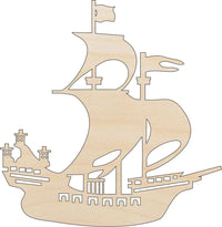 Pirate Ship Wood Craft Shape - Laser Cut Baltic Birch Unfinished DIY Wood Art Supplies BOT14 - The Wood Shape Store