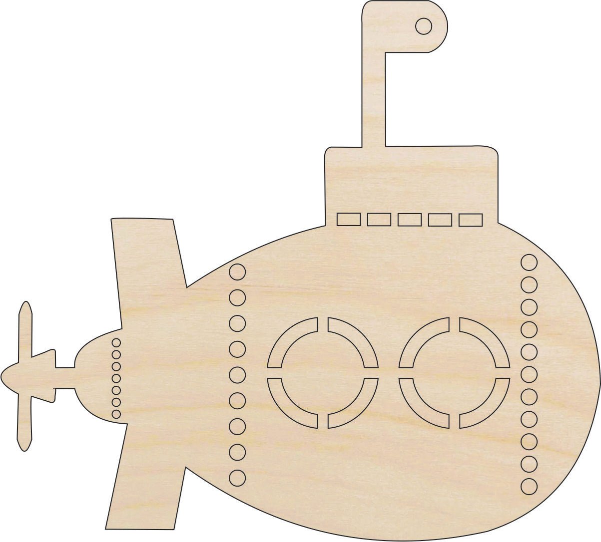 Submarine Wood Craft Shape - Laser Cut Baltic Birch Unfinished DIY Wood Art Supplies BOT15 - The Wood Shape Store