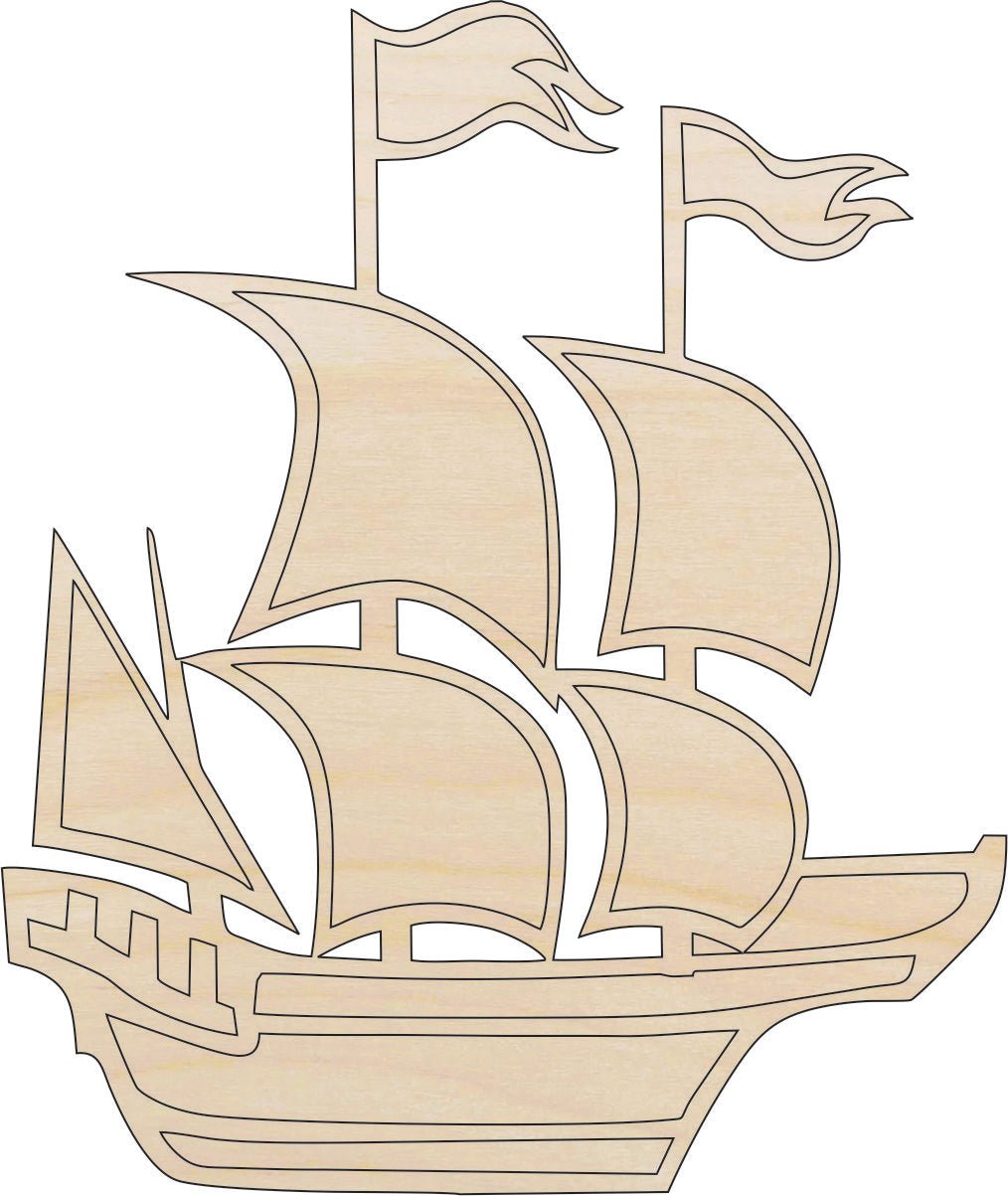 Boat Wood Craft Shape - Laser Cut Baltic Birch Unfinished DIY Wood Art Supplies BOT2 - The Wood Shape Store