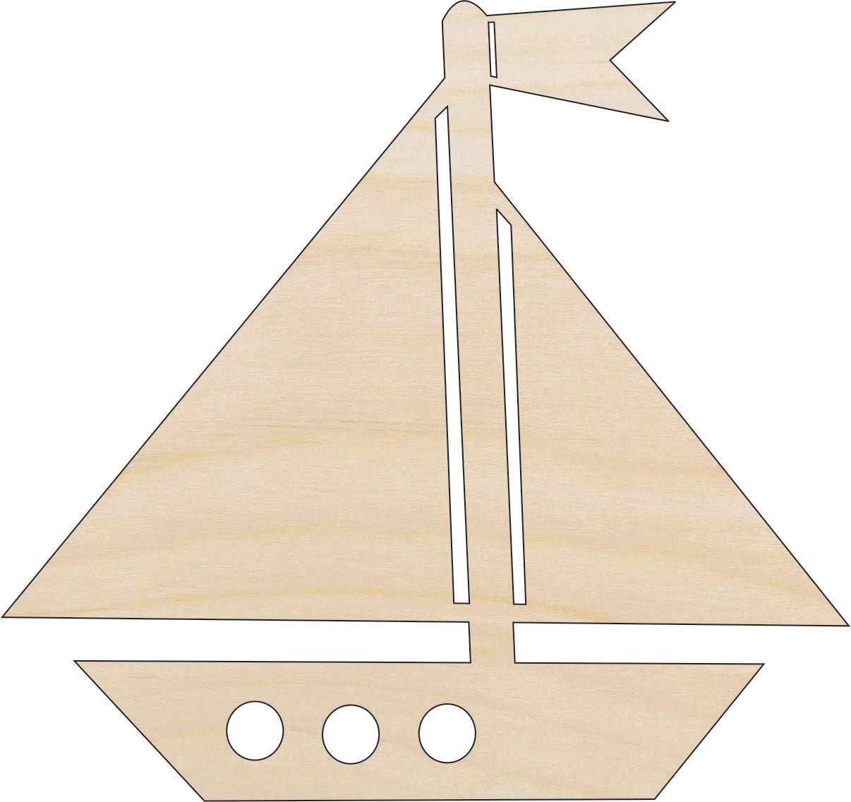 Sailboat Wood Craft Shape - Laser Cut Baltic Birch Unfinished DIY Wood Art Supplies BOT34 - The Wood Shape Store
