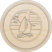 Sailboat Scene Wood Craft Shape - Laser Cut Baltic Birch Unfinished DIY Wood Art Supplies BOT9 - The Wood Shape Store