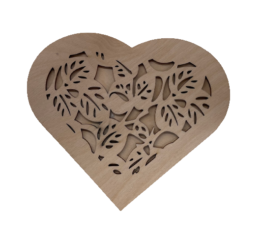 3D Heart Box 5 Pieces Laser Cut Out Unfinished Wood BOX1