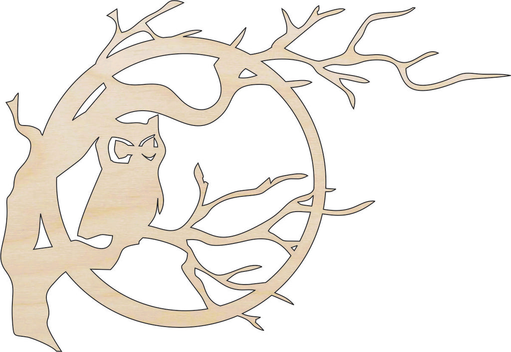 Owl in a Tree - Laser Cut Wood Shape BRD14