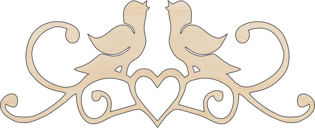 Birds & Heart - Laser Cut Wood Shape BRD172