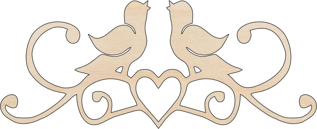 Love Birds Wood Craft Shape - Laser Cut Baltic Birch Unfinished DIY Wood Art Supplies BRD172 - The Wood Shape Store