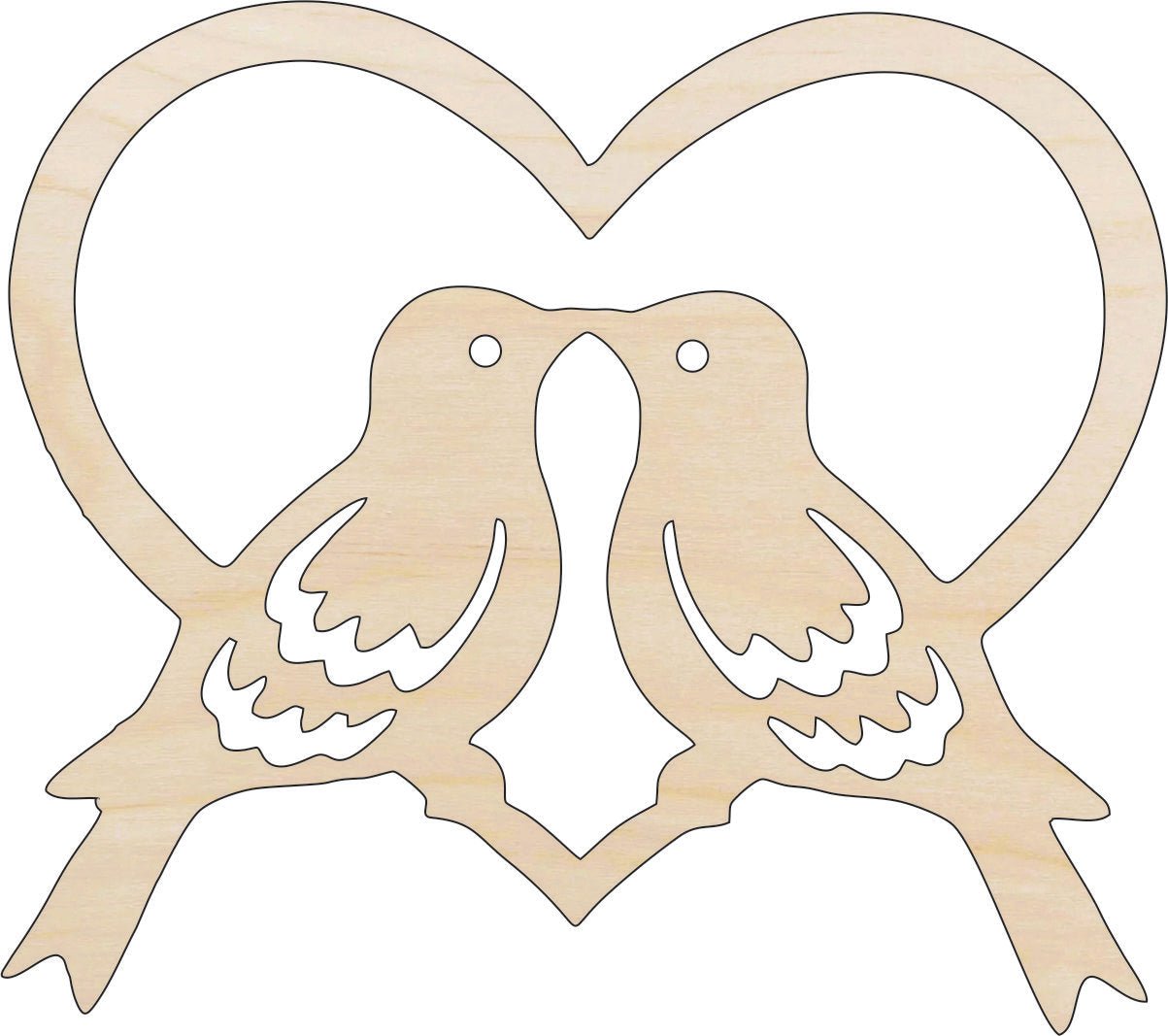 Love Birds Wood Craft Shape - Laser Cut Baltic Birch Unfinished DIY Wood Art Supplies BRD185 - The Wood Shape Store