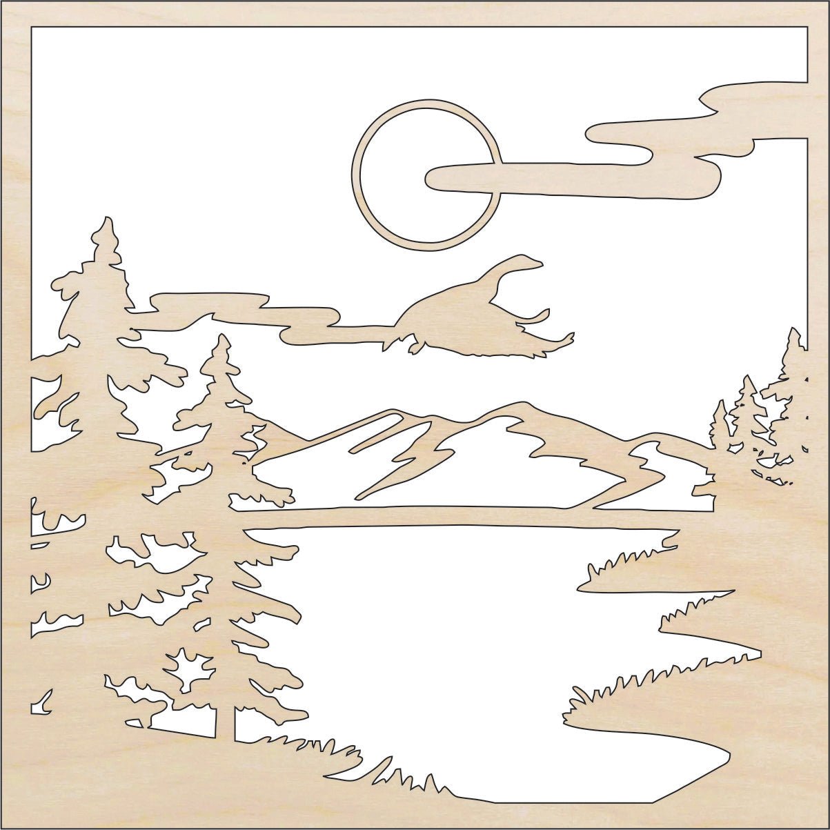 Bird Scene Wood Craft Shape - Laser Cut Baltic Birch Unfinished DIY Wood Art Supplies BRD213 - The Wood Shape Store