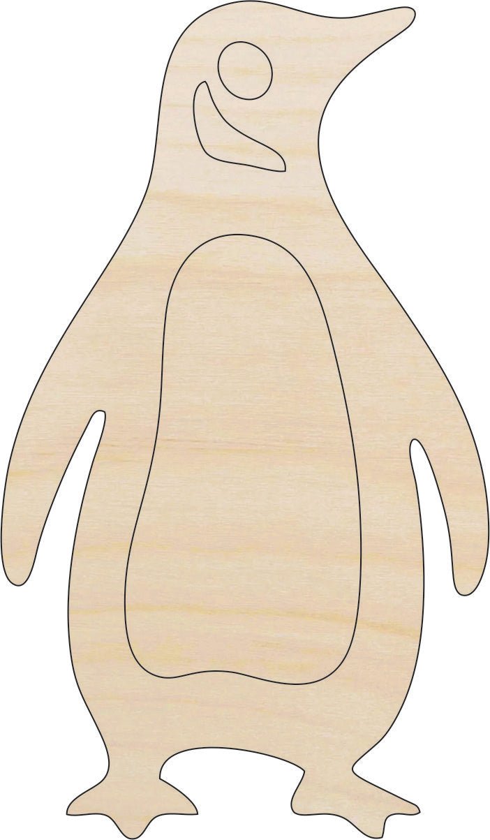Penguin Wood Craft Shape - Laser Cut Baltic Birch Unfinished DIY Wood Art Supplies BRD216 - The Wood Shape Store