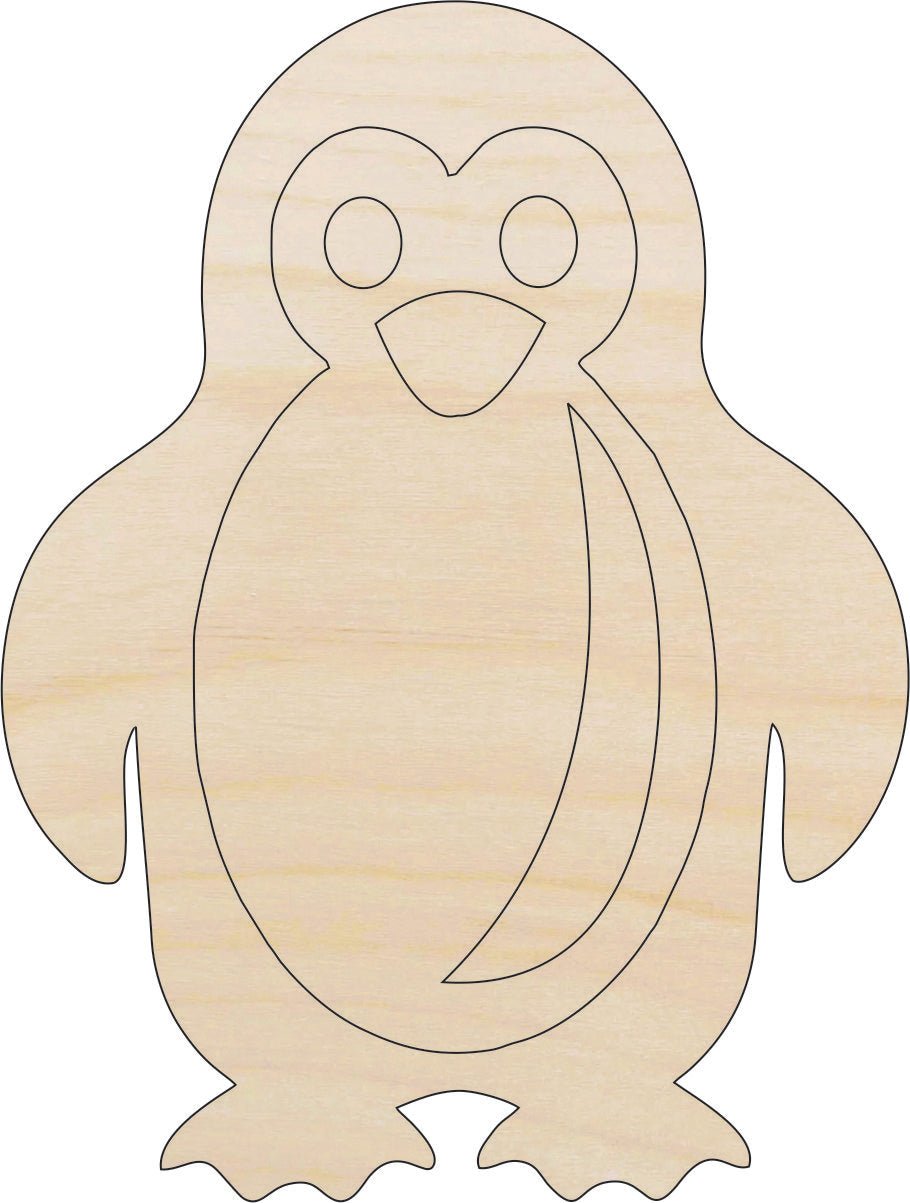 Penguin Wood Craft Shape - Laser Cut Baltic Birch Unfinished DIY Wood Art Supplies BRD225 - The Wood Shape Store