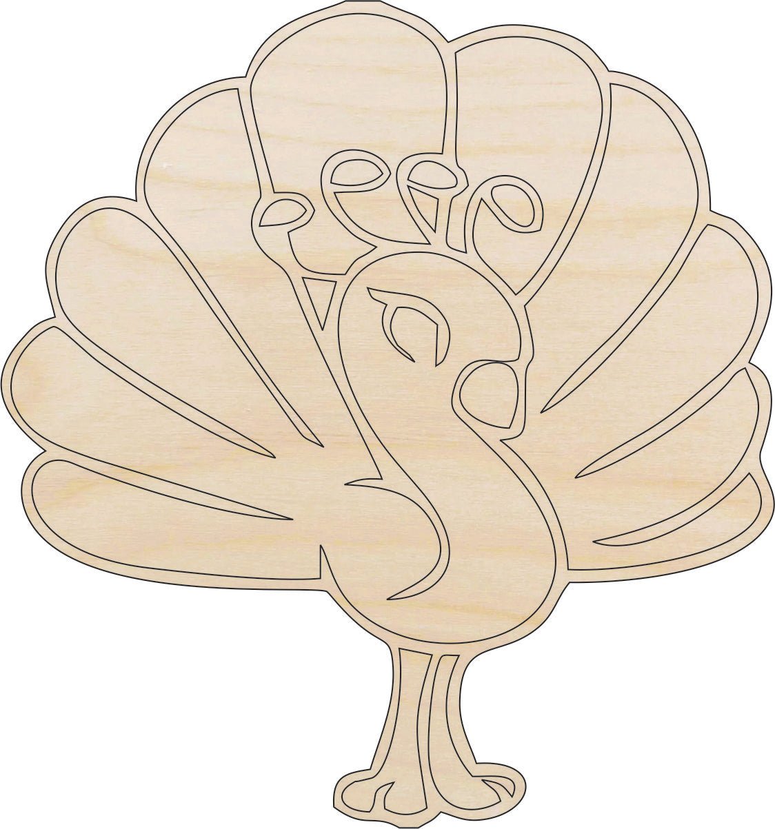 Peacock Wood Craft Shape - Laser Cut Baltic Birch Unfinished DIY Wood Art Supplies BRD24 - The Wood Shape Store