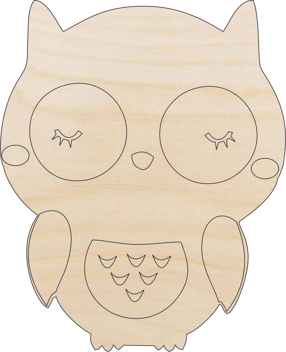 Owl Wood Craft Shape - Laser Cut Baltic Birch Unfinished DIY Wood Art Supplies BRD32 - The Wood Shape Store