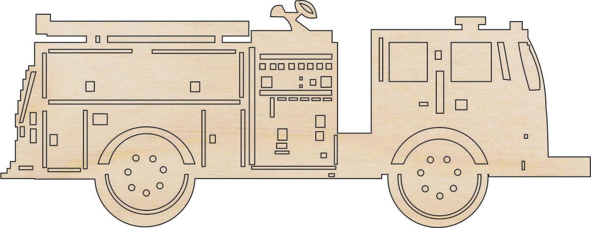 Firetruck Wood Craft Shape - Laser Cut Baltic Birch Unfinished DIY Wood Art Supplies CAR110 - The Wood Shape Store