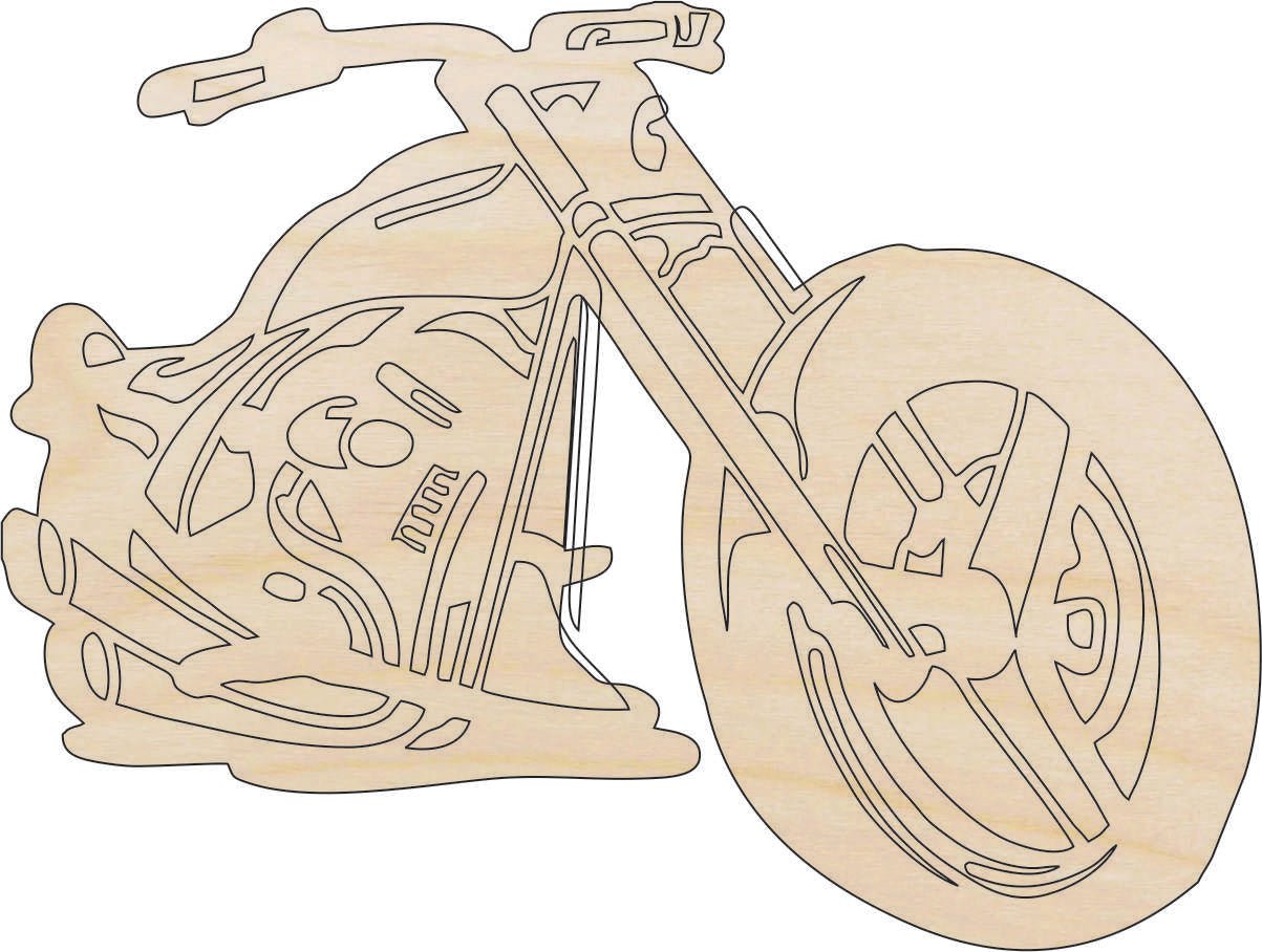 Motorcycle Wood Craft Shape - Laser Cut Baltic Birch Unfinished DIY Wood Art Supplies CAR15 - The Wood Shape Store