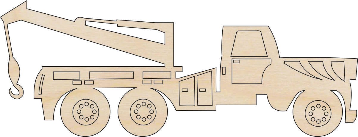 Tow Truck Wood Craft Shape - Laser Cut Baltic Birch Unfinished DIY Wood Art Supplies CAR27 - The Wood Shape Store