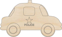 Police Car Wood Craft Shape - Laser Cut Baltic Birch Unfinished DIY Wood Art Supplies CAR33 - The Wood Shape Store