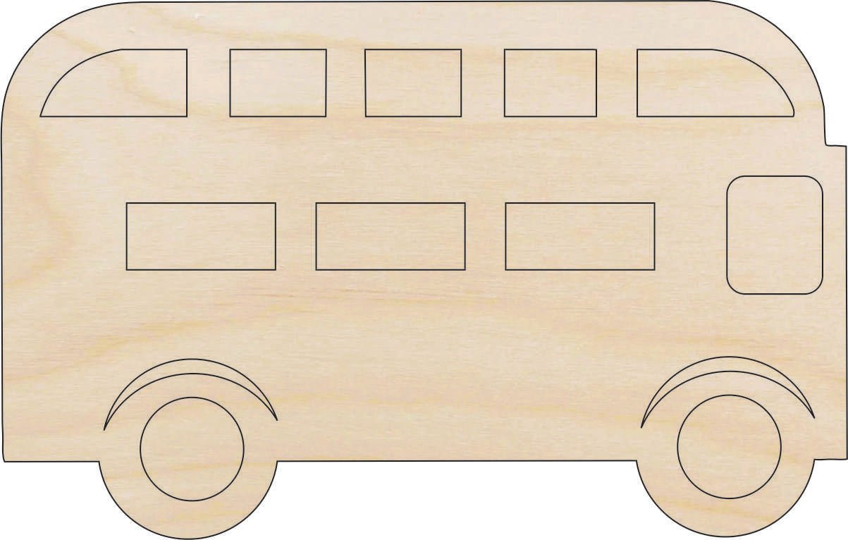 Bus Wood Craft Shape - Laser Cut Baltic Birch Unfinished DIY Wood Art Supplies CAR67 - The Wood Shape Store