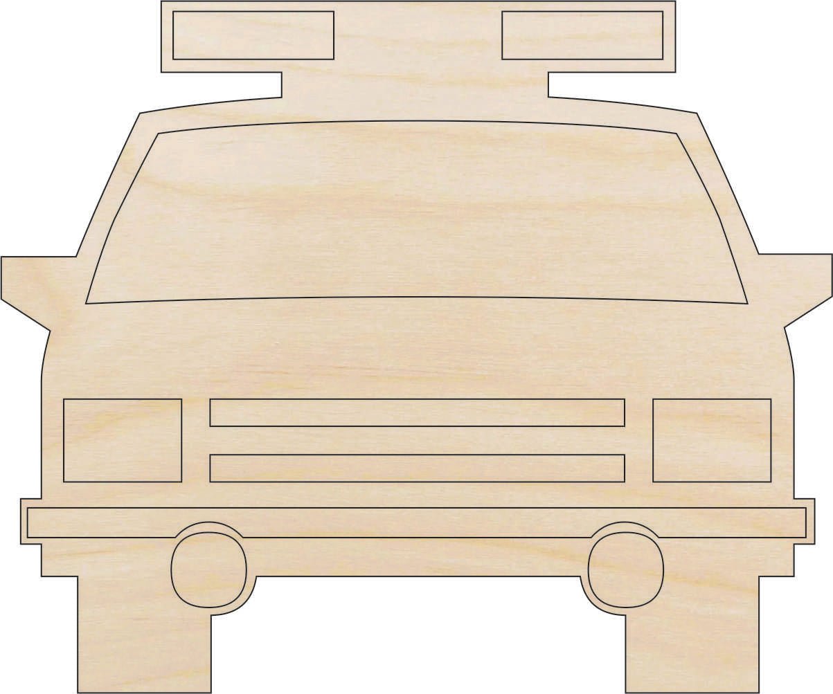 Police Car Wood Craft Shape - Laser Cut Baltic Birch Unfinished DIY Wood Art Supplies CAR6 - The Wood Shape Store