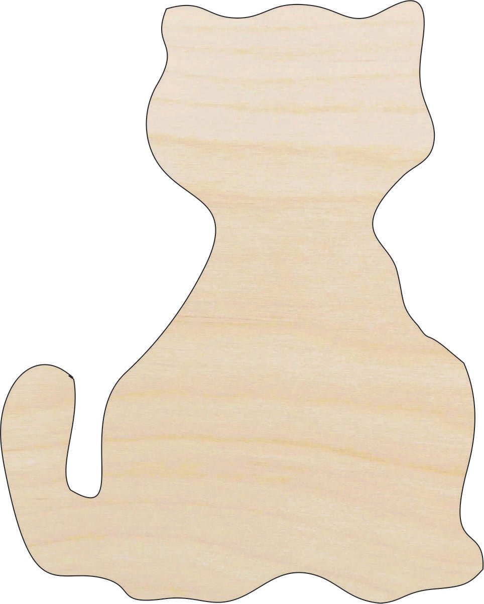 Cat Wood Craft Shape - Laser Cut Baltic Birch Unfinished DIY Wood Art Supplies CAT15 - The Wood Shape Store