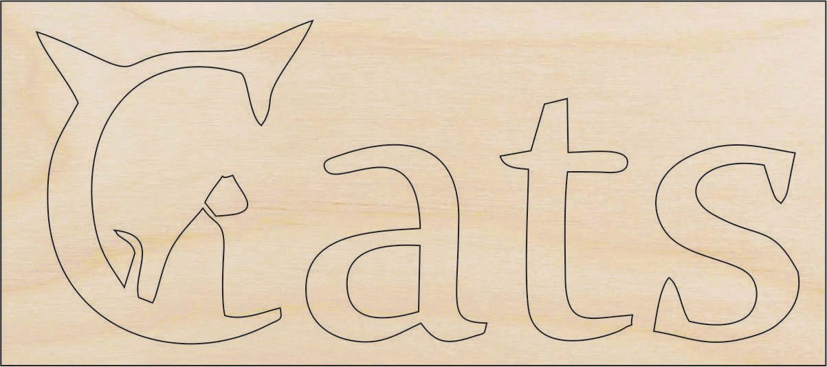 Cats Sign Wood Craft Shape - Laser Cut Baltic Birch Unfinished DIY Wood Art Supplies CAT16 - The Wood Shape Store