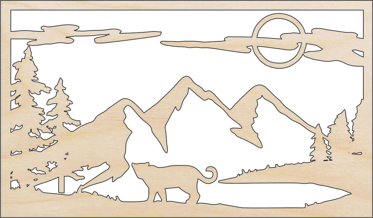 Scene Cat - Laser Cut Out Unfinished Wood Craft Shape CAT175 Scene Cat - Laser Cut Out Unfinished Wood Craft Shape CAT175