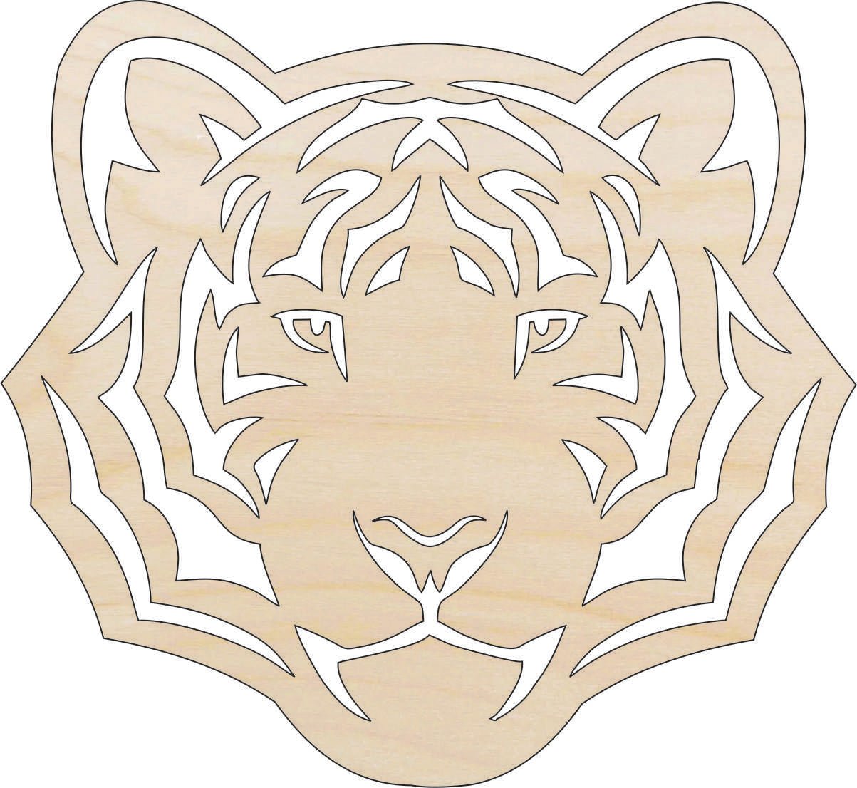 Tiger Wood Craft Shape - Laser Cut Baltic Birch Unfinished DIY Wood Art Supplies CAT193 - The Wood Shape Store