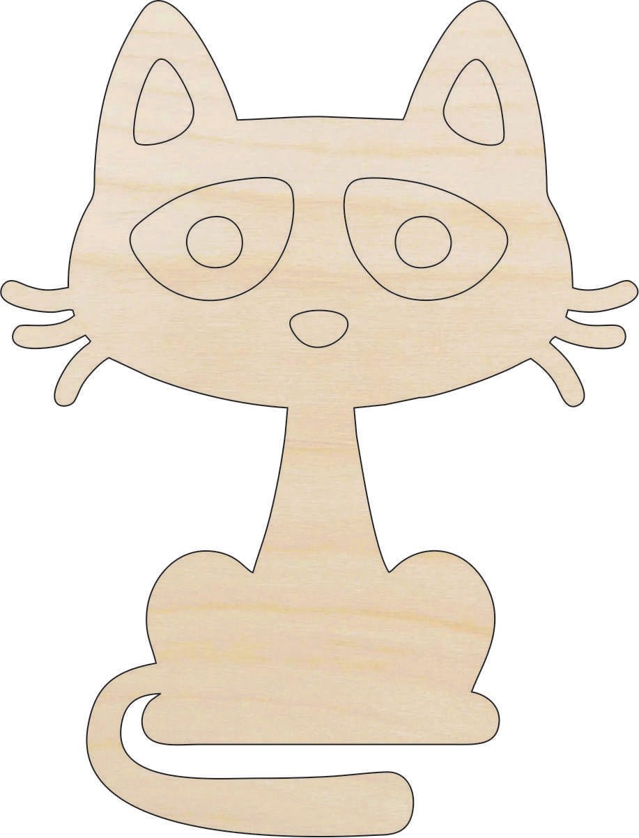 Cat Wood Craft Shape - Laser Cut Baltic Birch Unfinished DIY Wood Art Supplies CAT198 - The Wood Shape Store