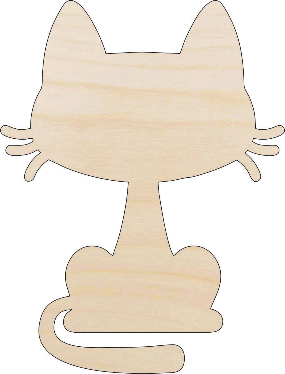 Cat Wood Craft Shape - Laser Cut Baltic Birch Unfinished DIY Wood Art Supplies CAT201 - The Wood Shape Store