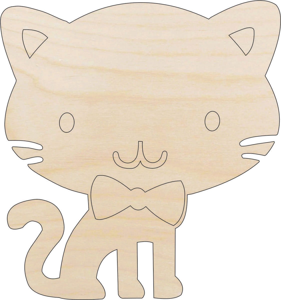 Cat Wood Craft Shape - Laser Cut Baltic Birch Unfinished DIY Wood Art Supplies CAT28 - The Wood Shape Store