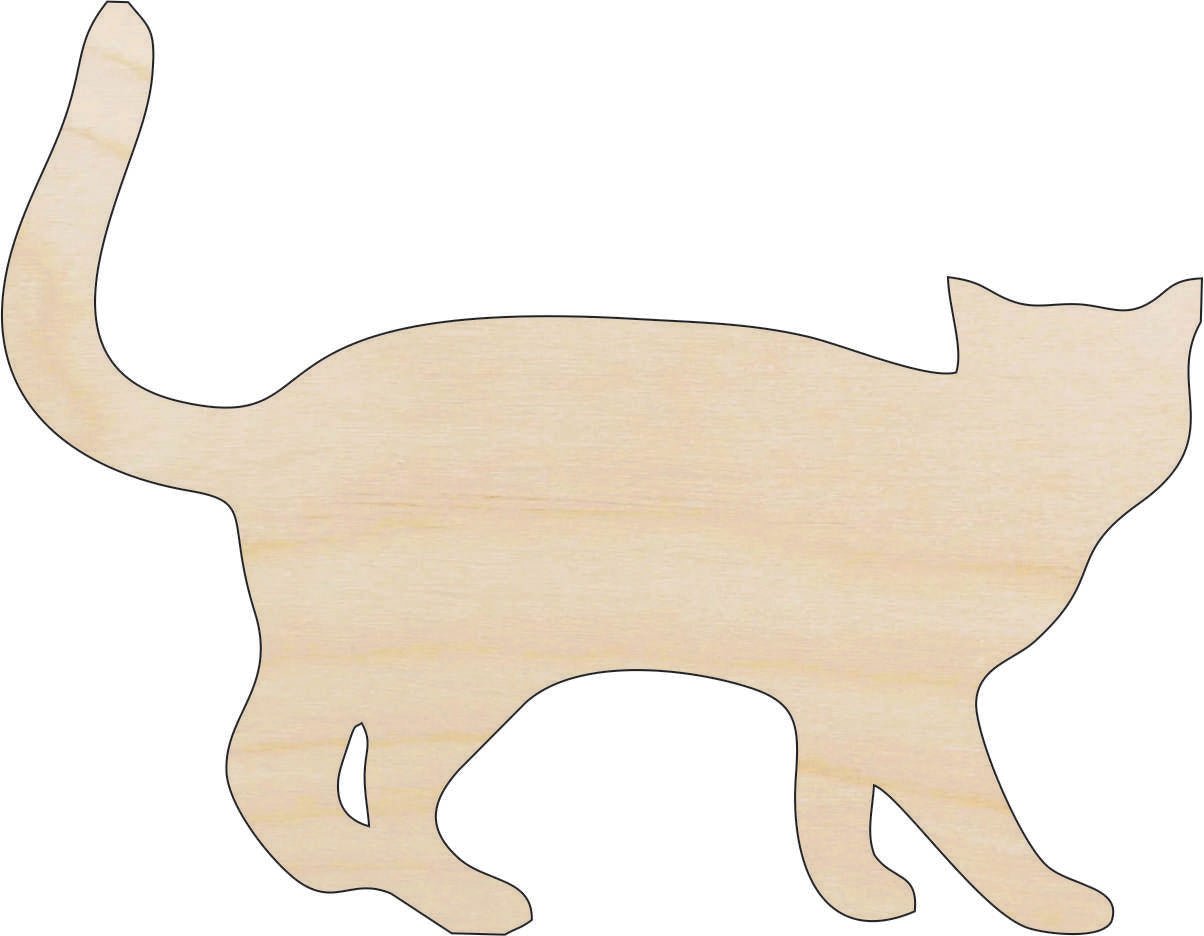 Cat Wood Craft Shape - Laser Cut Baltic Birch Unfinished DIY Wood Art Supplies CAT32 - The Wood Shape Store