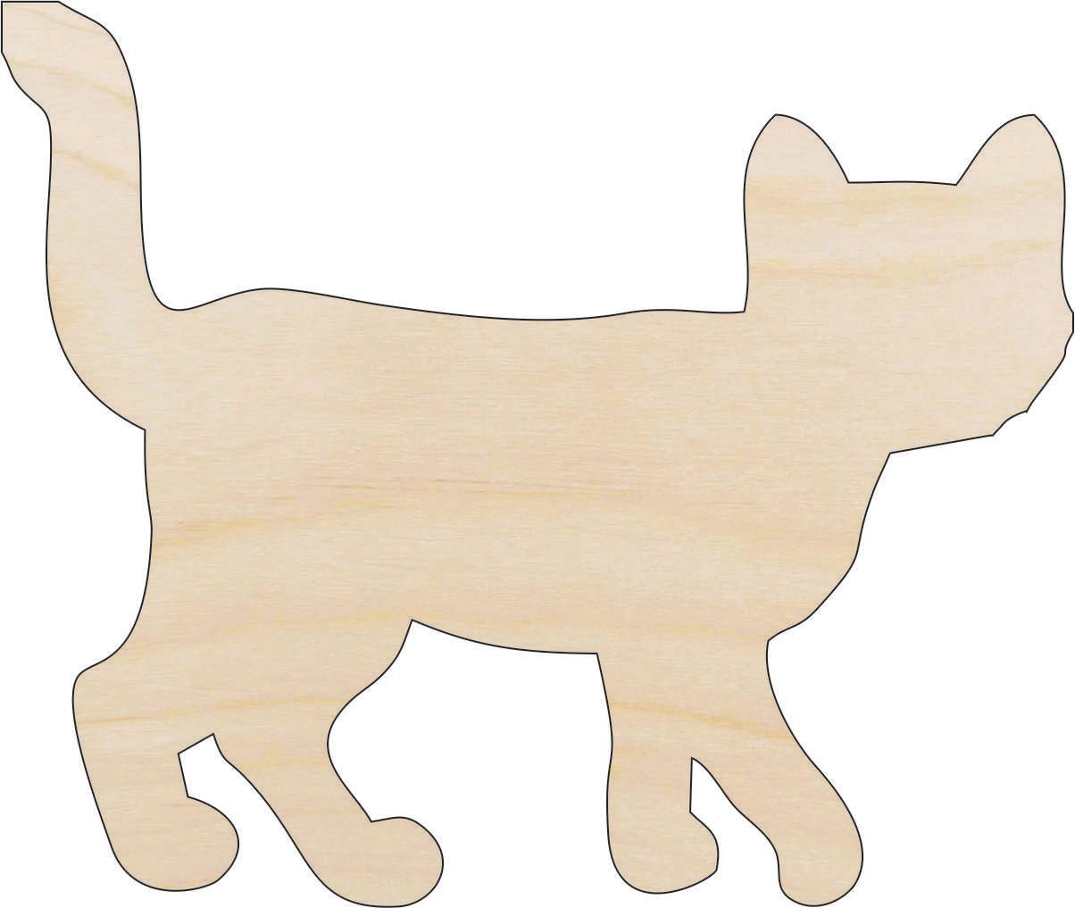 Cat Wood Craft Shape - Laser Cut Baltic Birch Unfinished DIY Wood Art Supplies CAT36 - The Wood Shape Store