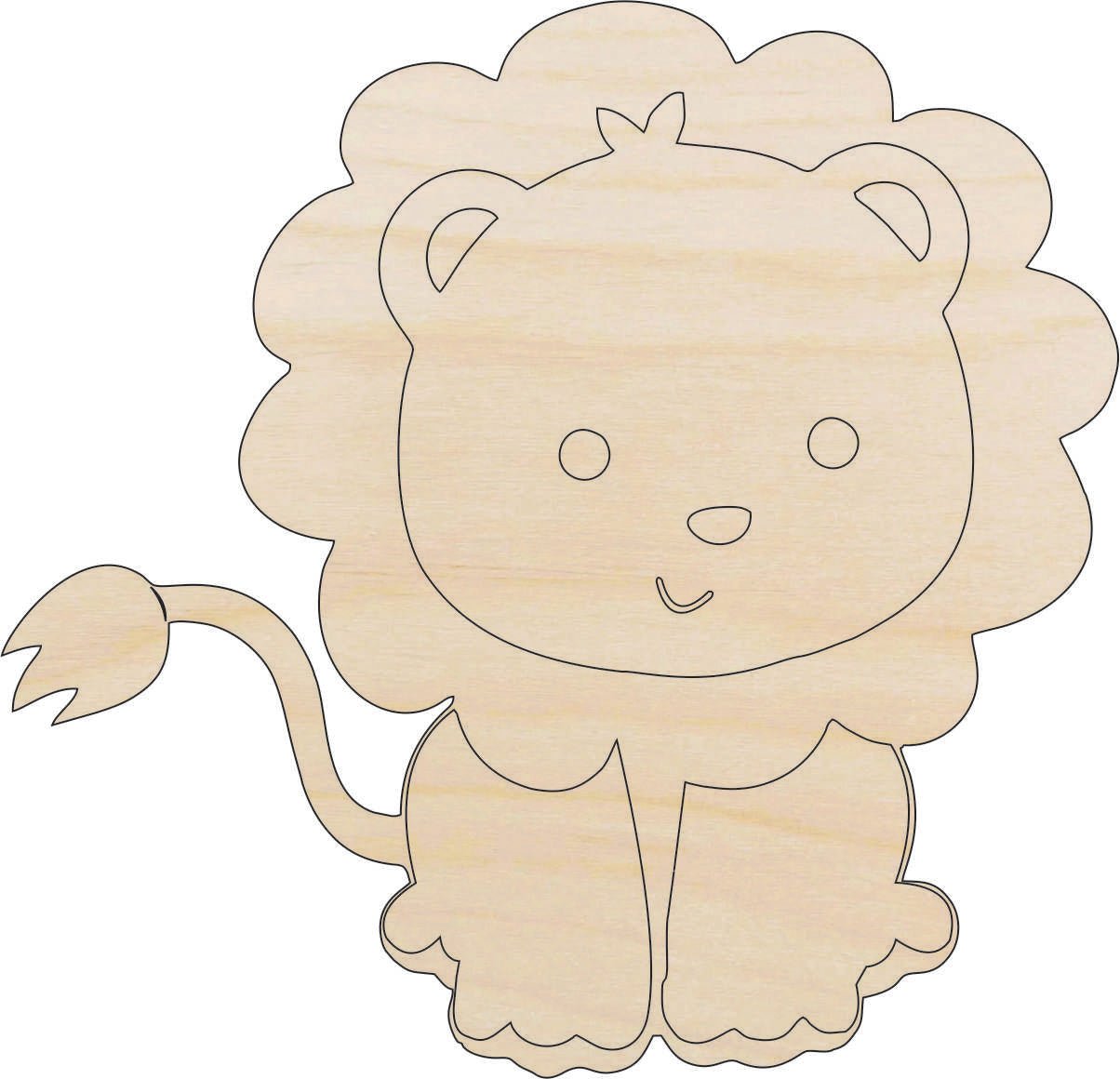 Lion Wood Craft Shape - Laser Cut Baltic Birch Unfinished DIY Wood Art Supplies CAT37 - The Wood Shape Store