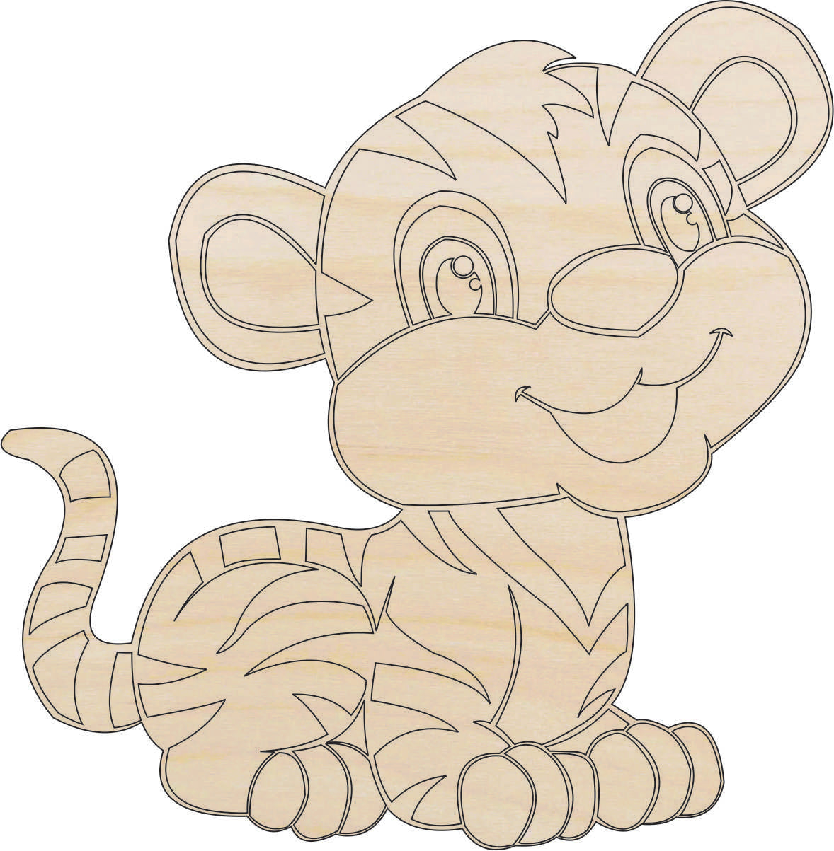 Cat Tiger - Laser Cut Out Unfinished Wood Craft Shape CAT38 Cat Tiger - Laser Cut Out Unfinished Wood Craft Shape CAT38