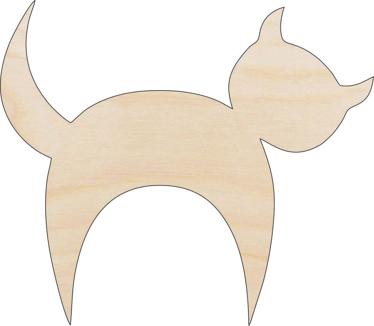 Cat Wood Craft Shape - Laser Cut Baltic Birch Unfinished DIY Wood Art Supplies CAT40 - The Wood Shape Store