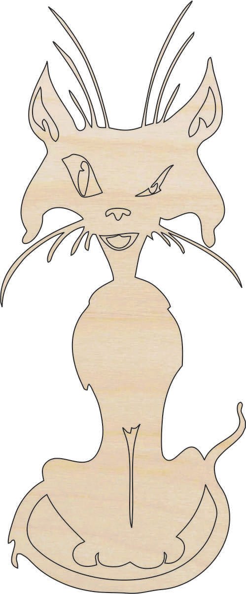 Cat Wood Craft Shape - Laser Cut Baltic Birch Unfinished DIY Wood Art Supplies CAT45 - The Wood Shape Store