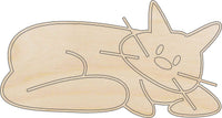 Cat Wood Craft Shape - Laser Cut Baltic Birch Unfinished DIY Wood Art Supplies CAT55 - The Wood Shape Store