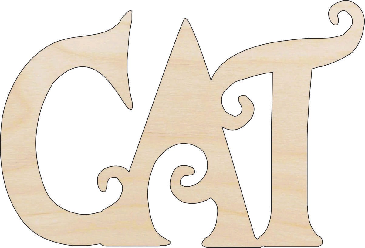 Cat Word Wood Craft Shape - Laser Cut Baltic Birch Unfinished DIY Wood Art Supplies CAT5 - The Wood Shape Store