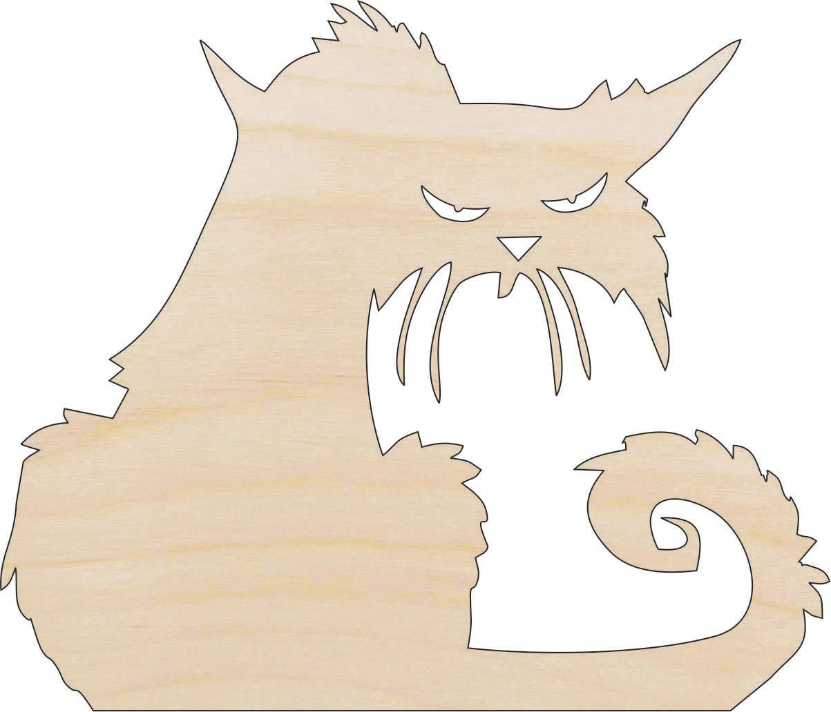 Cat Wood Craft Shape - Laser Cut Baltic Birch Unfinished DIY Wood Art Supplies CAT64 - The Wood Shape Store
