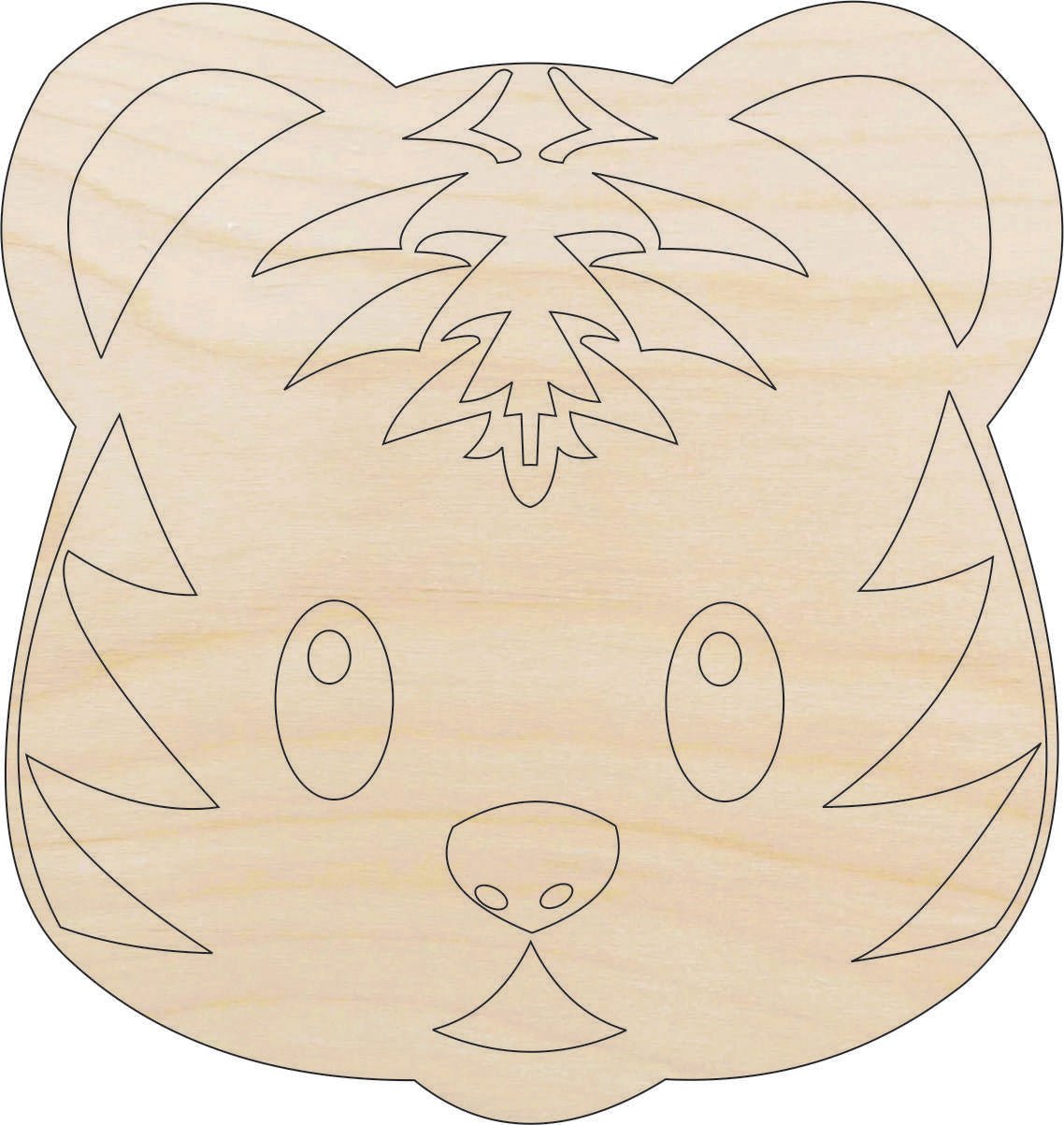 Tiger Wood Craft Shape - Laser Cut Baltic Birch Unfinished DIY Wood Art Supplies CAT6 - The Wood Shape Store