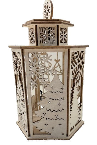 3D Christmas Scene Tealight Lantern Laser Cut Out Unfinished Wood 3D Christmas Scene Tealight Lantern Laser Cut Out Unfinished Wood