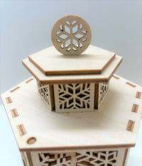 3D Christmas Scene Tealight Lantern Laser Cut Out Unfinished Wood - The Wood Shape Store