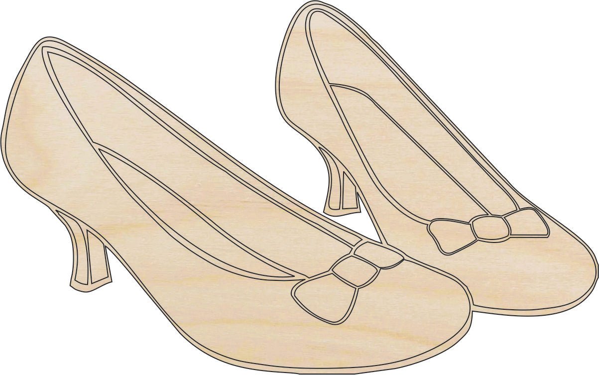 Shoes Wood Craft Shape - Laser Cut Baltic Birch Unfinished DIY Wood Art Supplies CLT114 - The Wood Shape Store