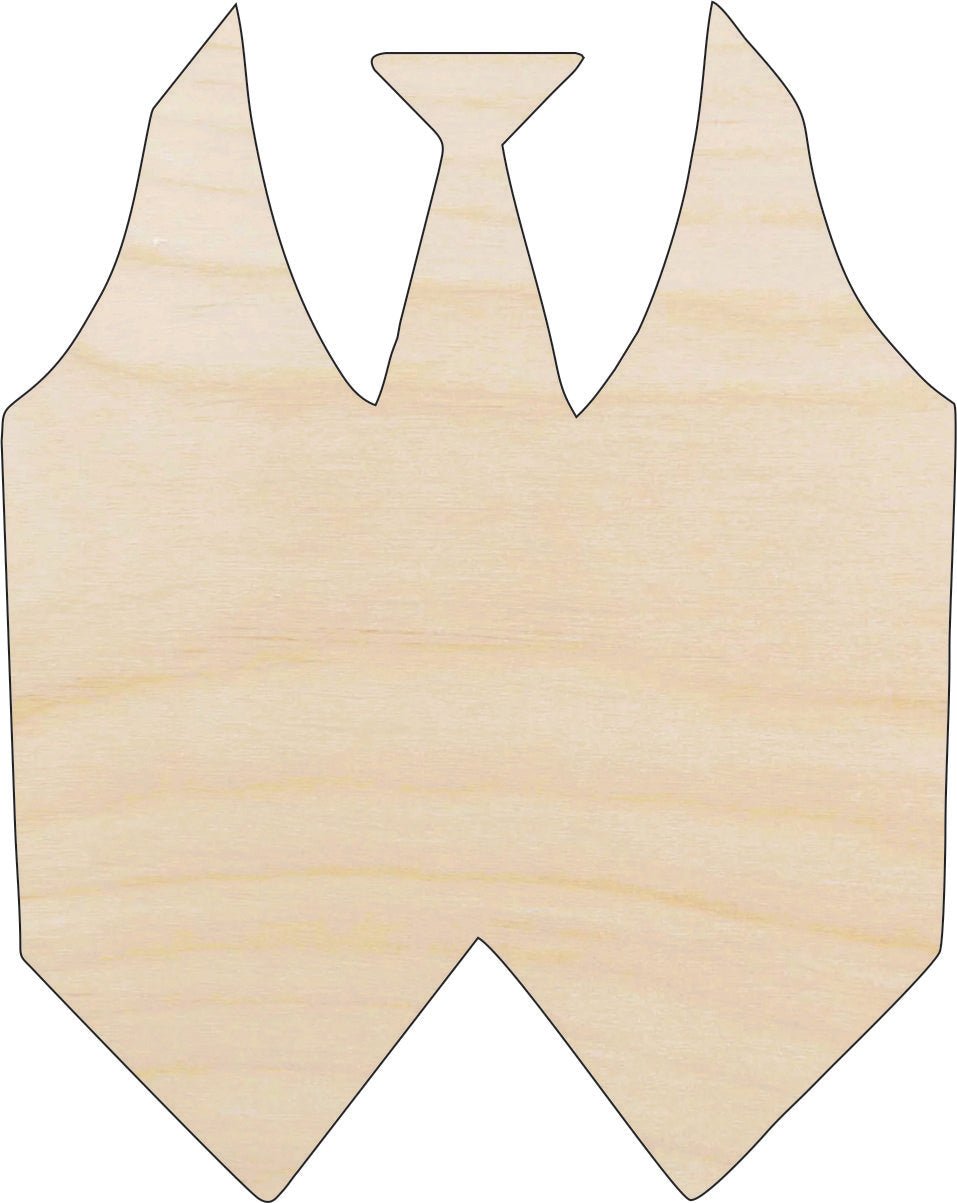 Tie and Vest Wood Craft Shape - Laser Cut Baltic Birch Unfinished DIY Wood Art Supplies CLT17 - The Wood Shape Store