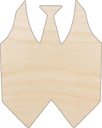 Tie and Vest Wood Craft Shape - Laser Cut Baltic Birch Unfinished DIY Wood Art Supplies CLT17 - The Wood Shape Store