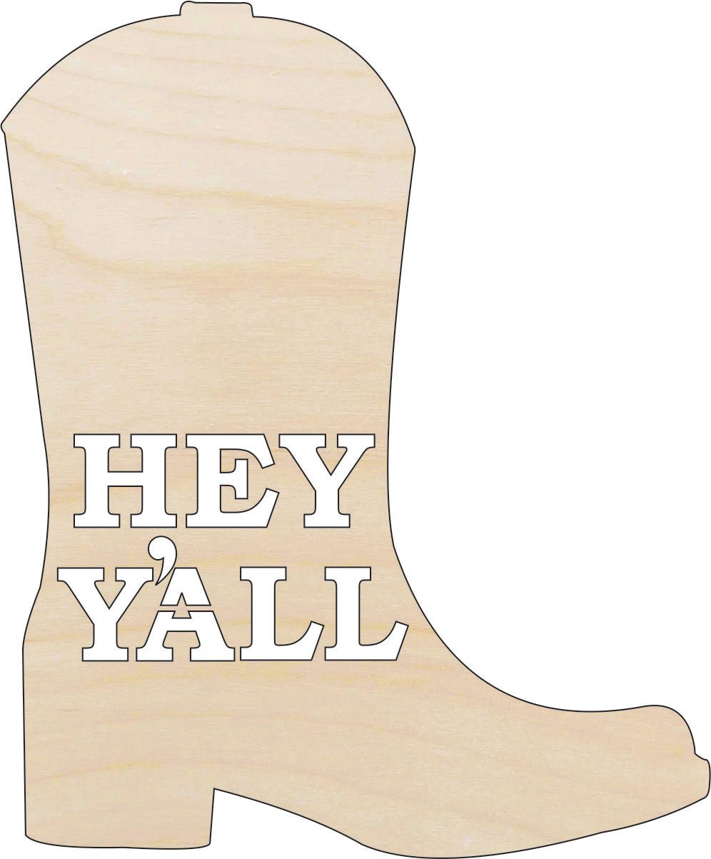Cowboy Boot Wood Craft Shape - Laser Cut Baltic Birch Unfinished DIY Wood Art Supplies CLT1 - The Wood Shape Store