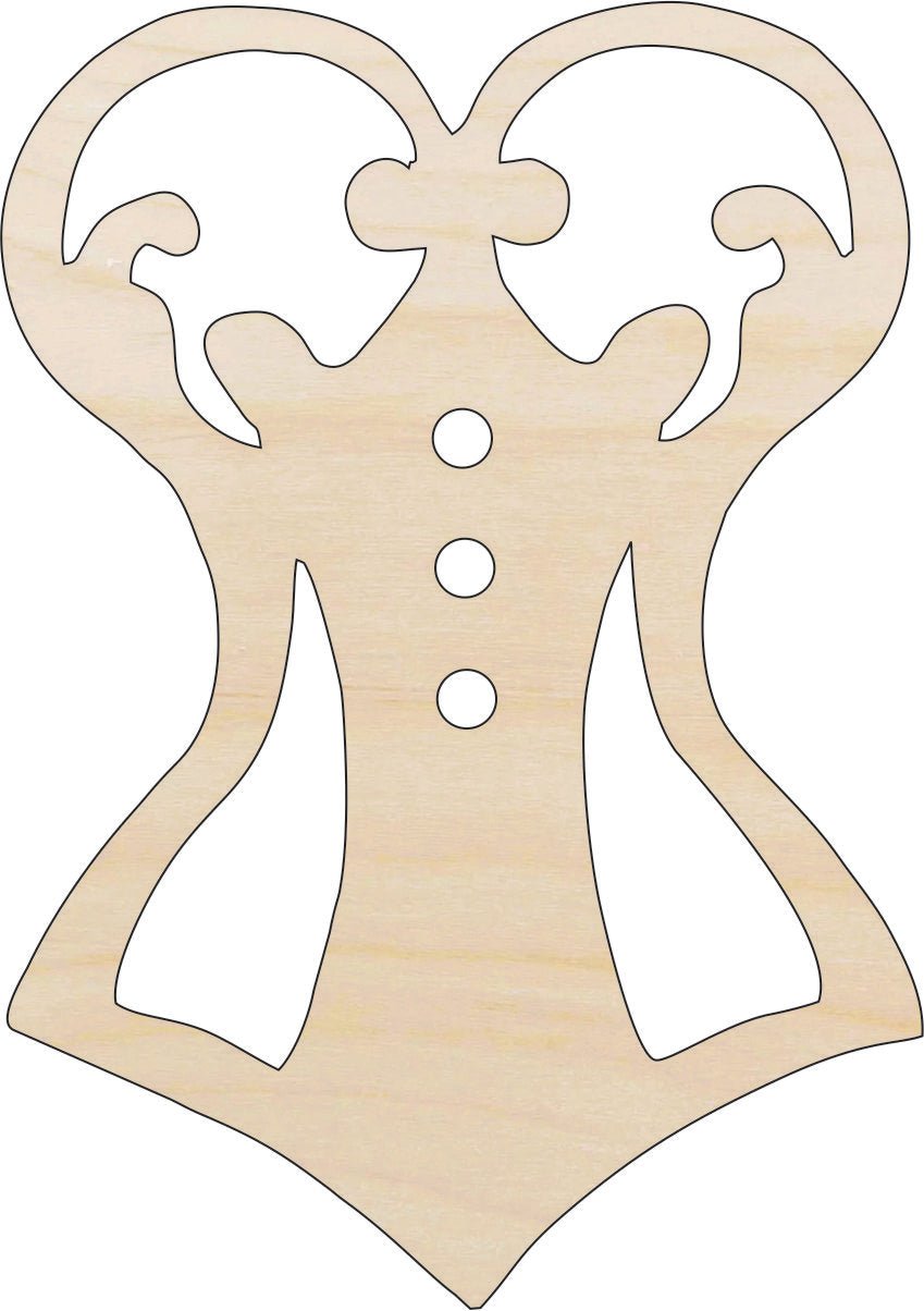 Corset Wood Craft Shape - Laser Cut Baltic Birch Unfinished DIY Wood Art Supplies CLT48 - The Wood Shape Store
