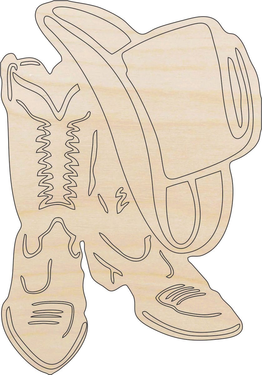 Cowboy Boot Wood Craft Shape - Laser Cut Baltic Birch Unfinished DIY Wood Art Supplies CLT74 - The Wood Shape Store