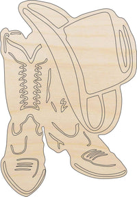 Cowboy Boot Wood Craft Shape - Laser Cut Baltic Birch Unfinished DIY Wood Art Supplies CLT74 - The Wood Shape Store