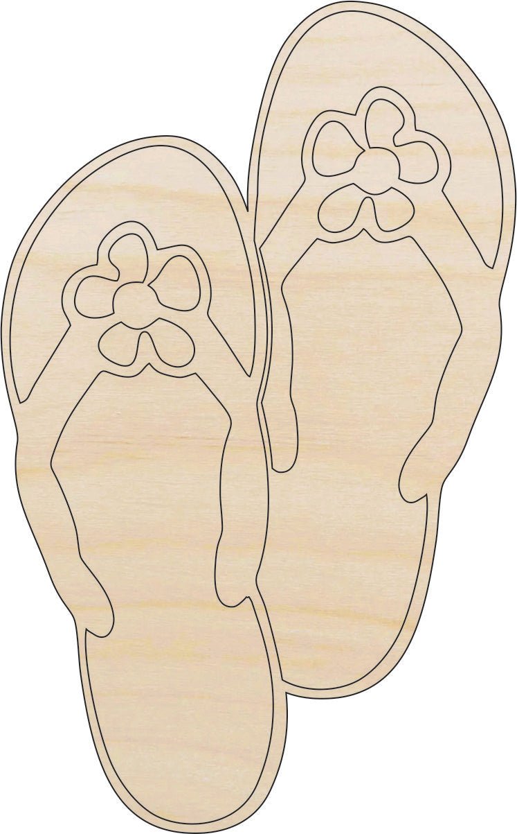 Flip Flop Wood Craft Shape - Laser Cut Baltic Birch Unfinished DIY Wood Art Supplies CLT77 - The Wood Shape Store
