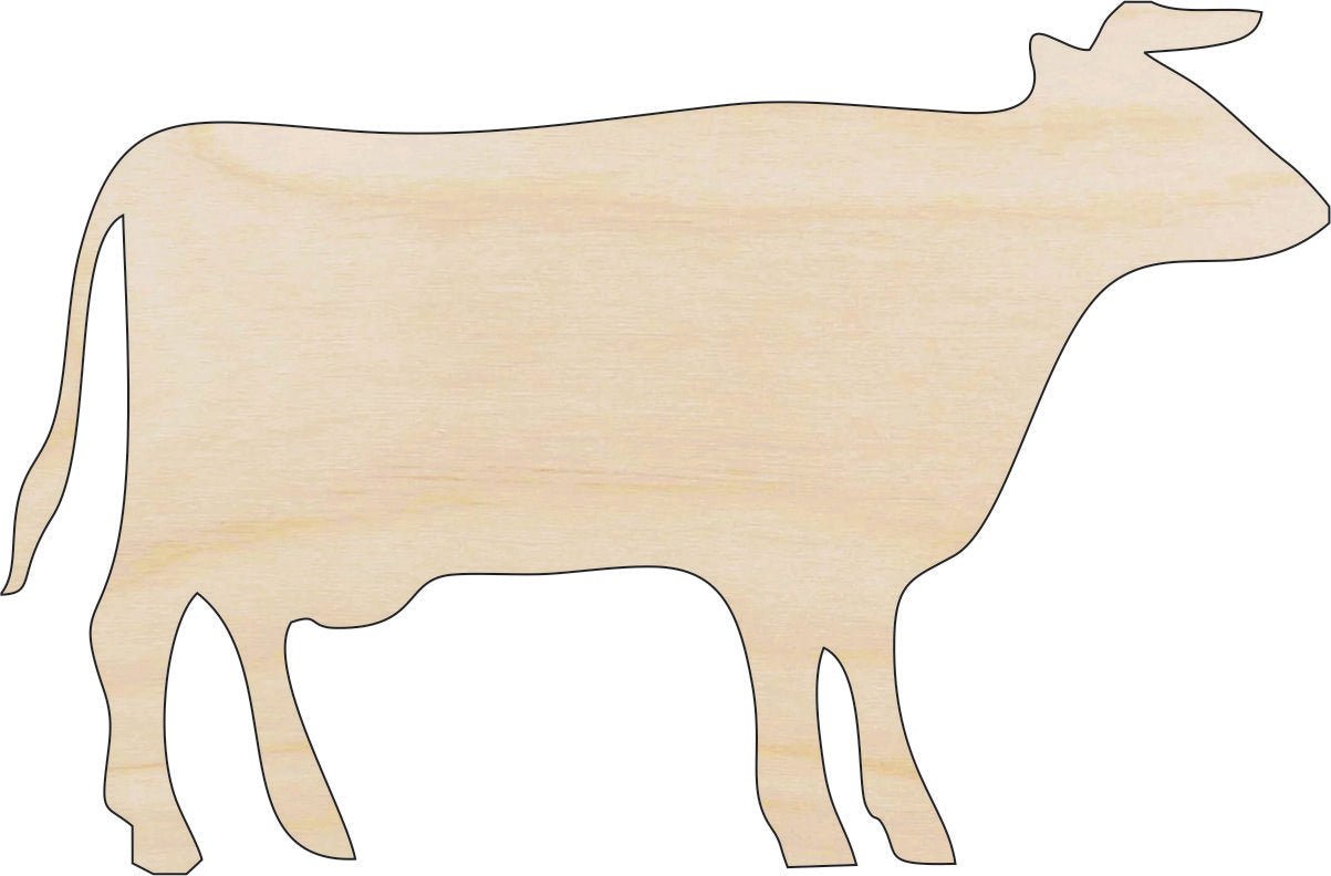 Cow Wood Craft Shape - Laser Cut Baltic Birch Unfinished DIY Wood Art Supplies COW17 - The Wood Shape Store